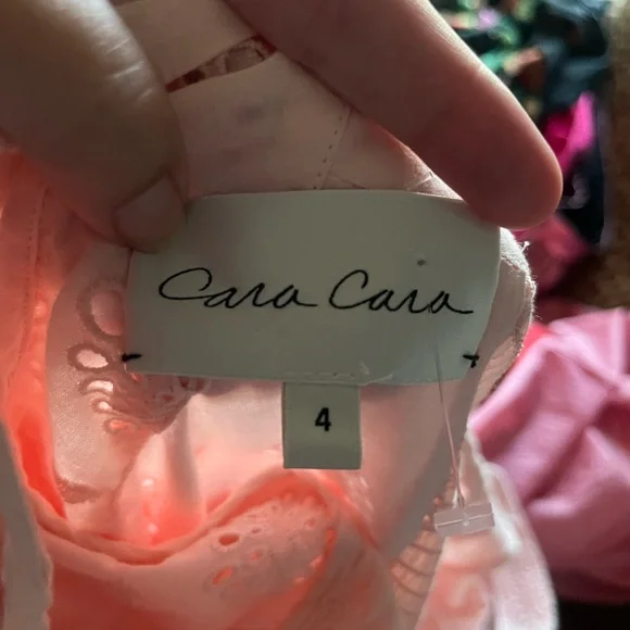 Cara Cara Hart Dress Light Pink Eyelet Mini Size 4 euc